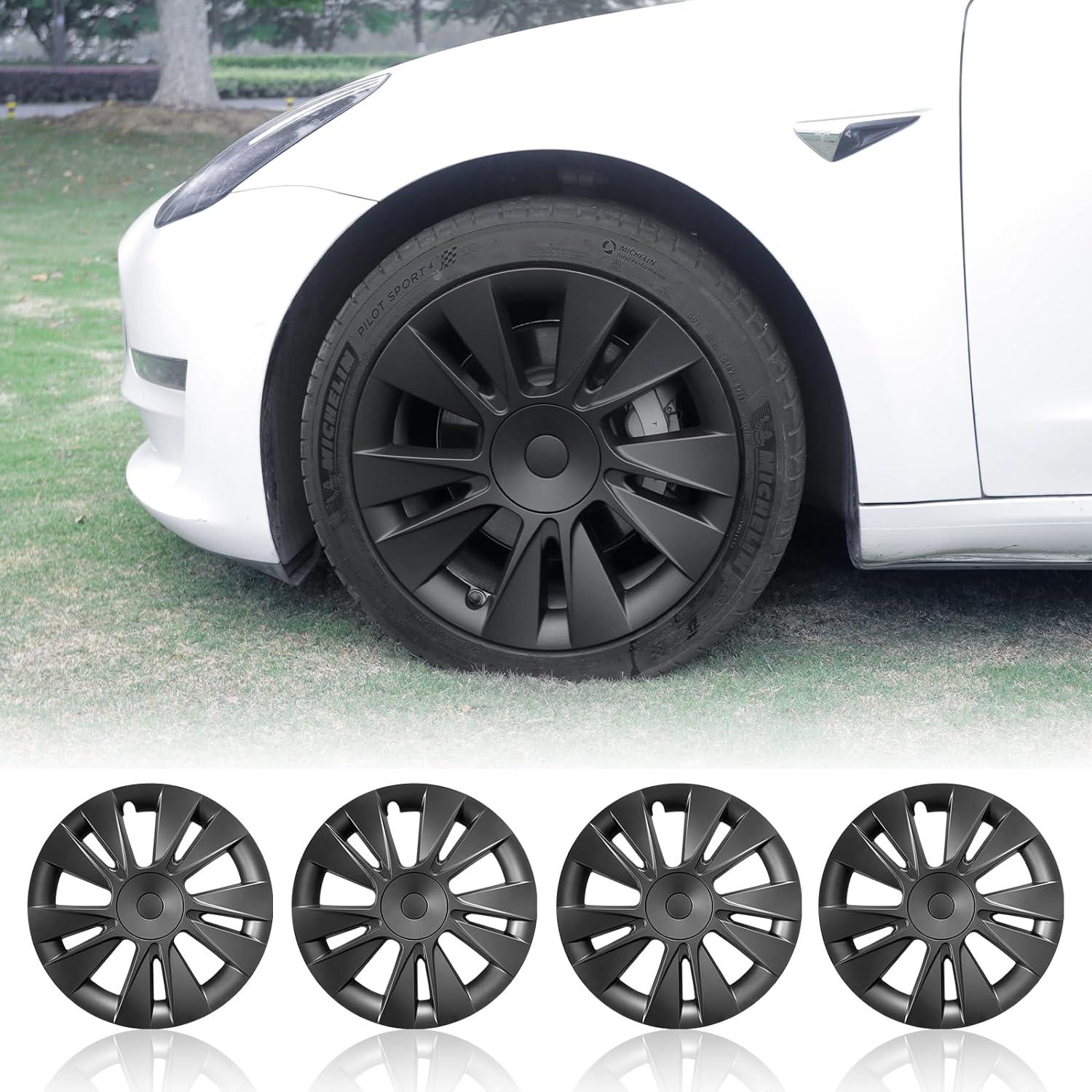 18‘’ Helios Wheel Covers Matte Black for Model 3