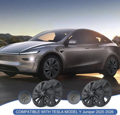 Side view of Model Y equipped with 19-inch Matt Black Bladed wheel covers