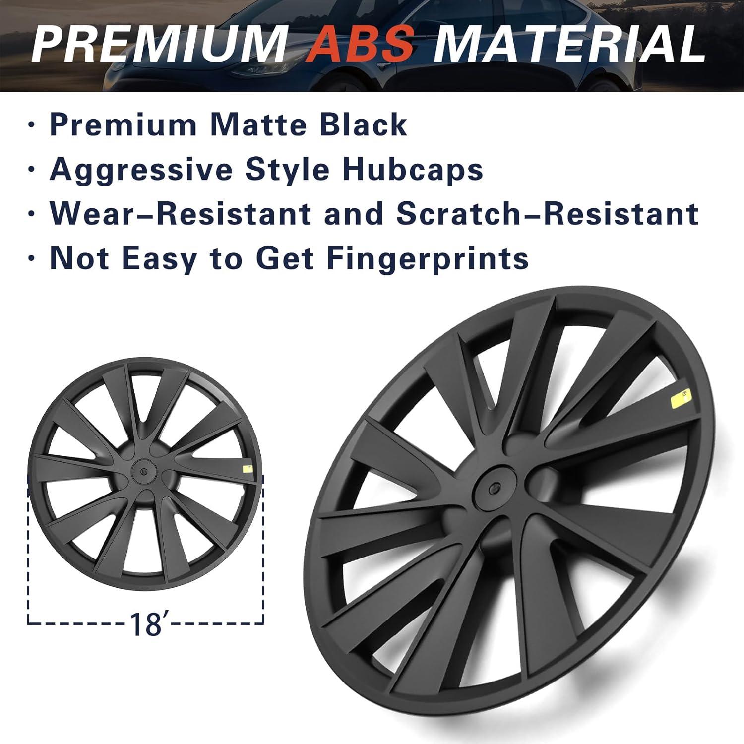 18‘’ Thunder Wheel Covers Matte Black for Model 3