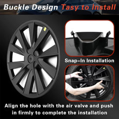 18‘’ Thunder Wheel Covers Matte Black for Model 3