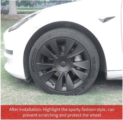 18‘’ Helios Wheel Covers Matte Black for Model 3