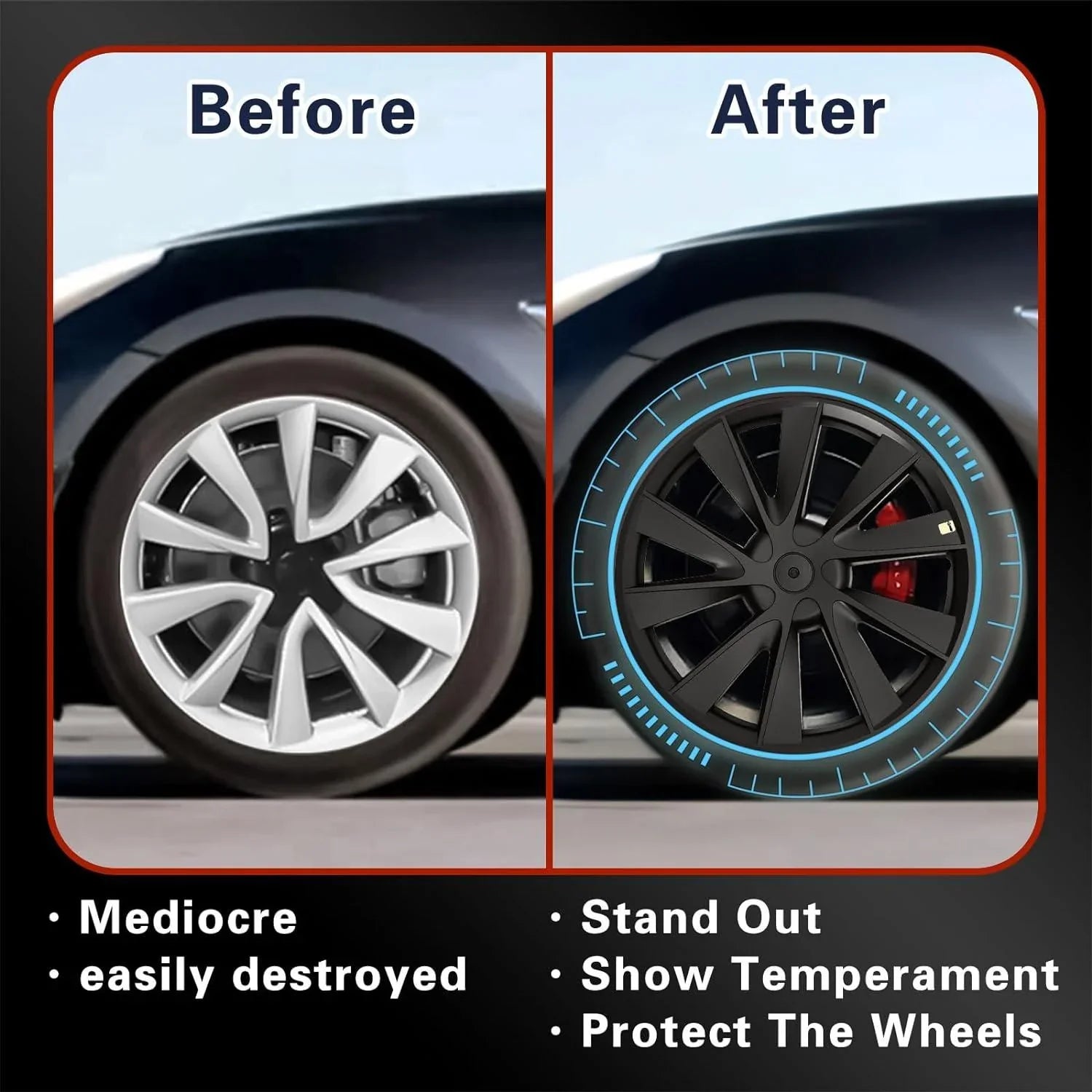 18‘’ Thunder Wheel Covers Matte Black for Model 3