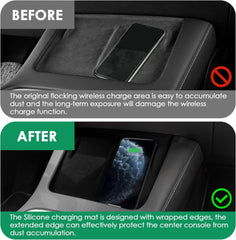Center Console Wireless Charging Silicone Liner Protector For Model 3/Y - TESDADDY
