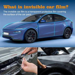 Transparent paint protection film installation and finished effect shown.