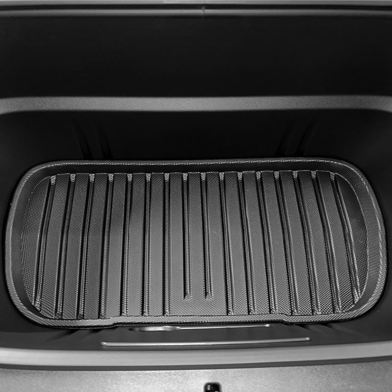Custom-fit TPE front boot liner installed in Model Y 2025–2026
