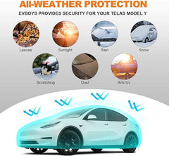 All-weather car cover protecting Model Y from rain, dust, UV rays and snow