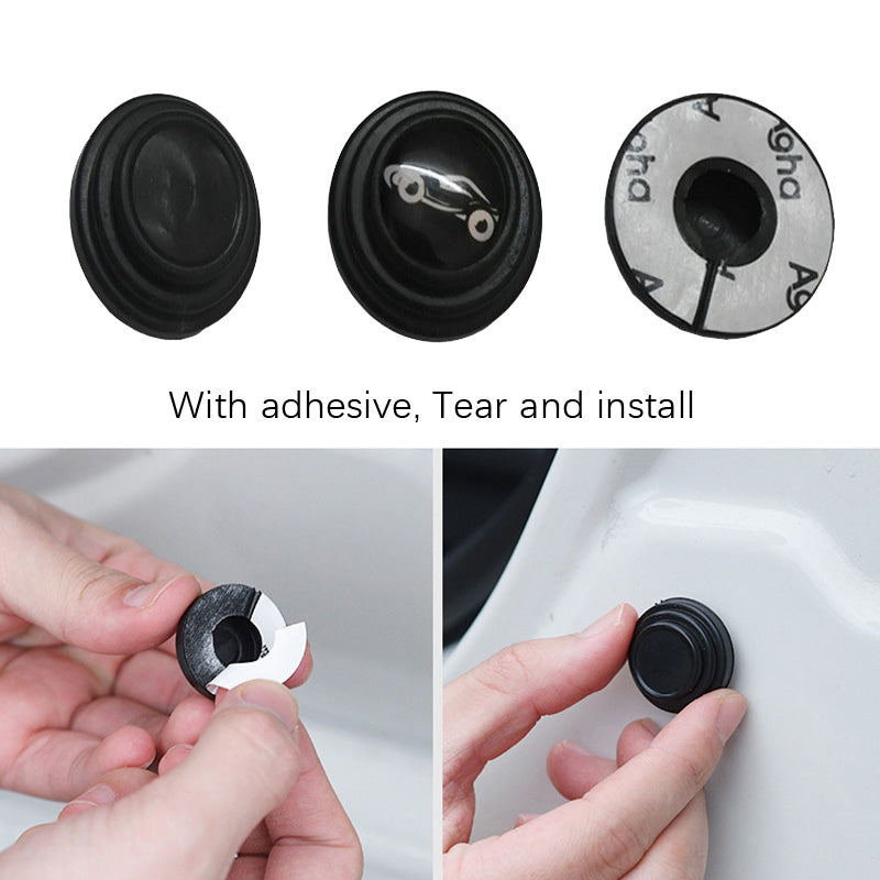 Installing the silicone car door shock-absorbing pad with peel-and-stick adhesive