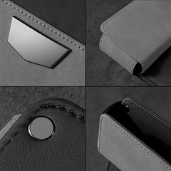 Close-up of the car seat gap filler pocket organizer and material details