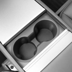 Top view of the ABS cup holder insert fitted in the center console
