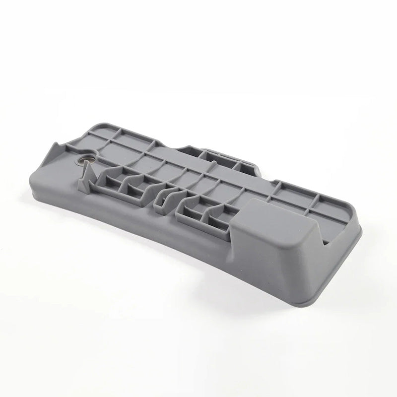 Bottom view of the TPE dashboard screen rear storage tray with reinforced structure