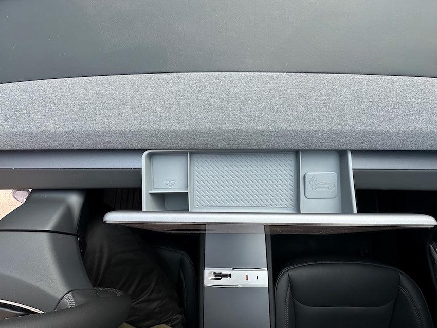 Custom-fit TPE dashboard screen rear storage tray for Tesla Model 3 and Model Y