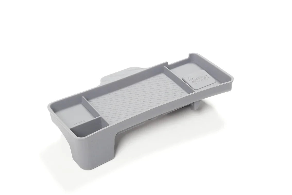 TPE dashboard screen rear storage tray with a slim low-profile design