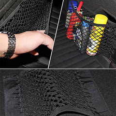 Installing the elastic car trunk mesh storage net with Velcro fastening