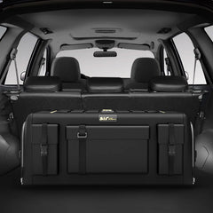 Foldable car boot organiser installed in the vehicle boot