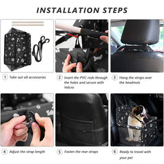 Installation steps for the foldable pet car seat and travel bed