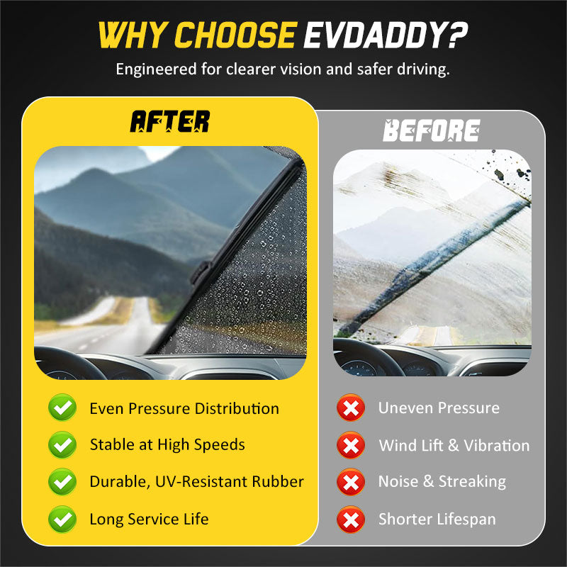 Comparison of the front wiper blades with conventional wiper blades