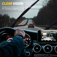Front wiper blades providing clear visibility in wet weather
