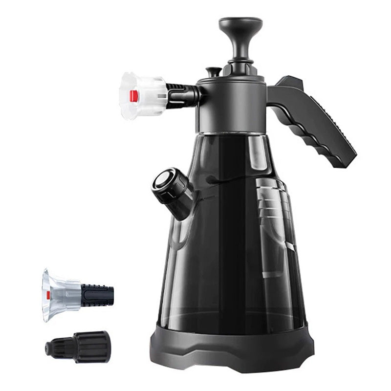 Handheld car wash foam sprayer with interchangeable nozzles
