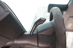 Driver's view of the moulded stalk cover installed in Model Y