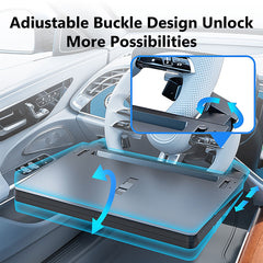 Quick-release buckle design of the steering wheel tray table