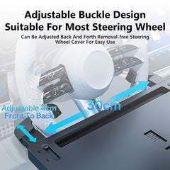 Steering wheel tray table compatible with different steering wheel designs