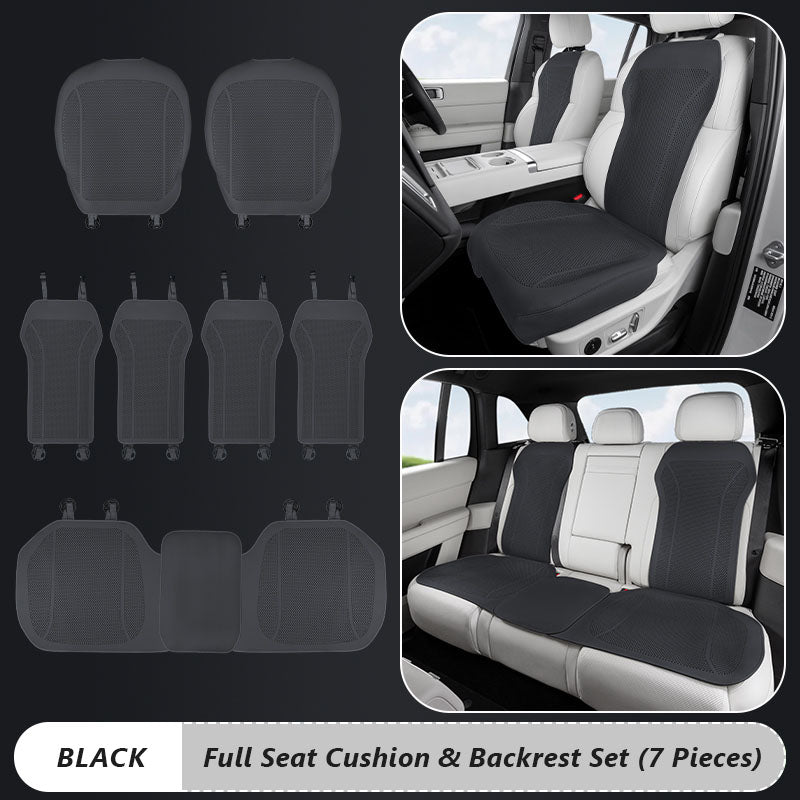 Complete black Nappa leather seat cushion and backrest set