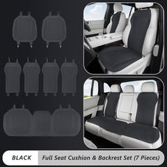 Complete black Nappa leather seat cushion and backrest set