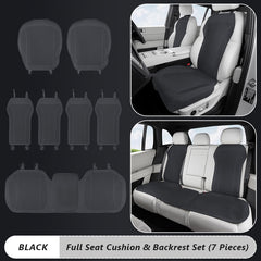 Complete black Nappa leather seat cushion and backrest set