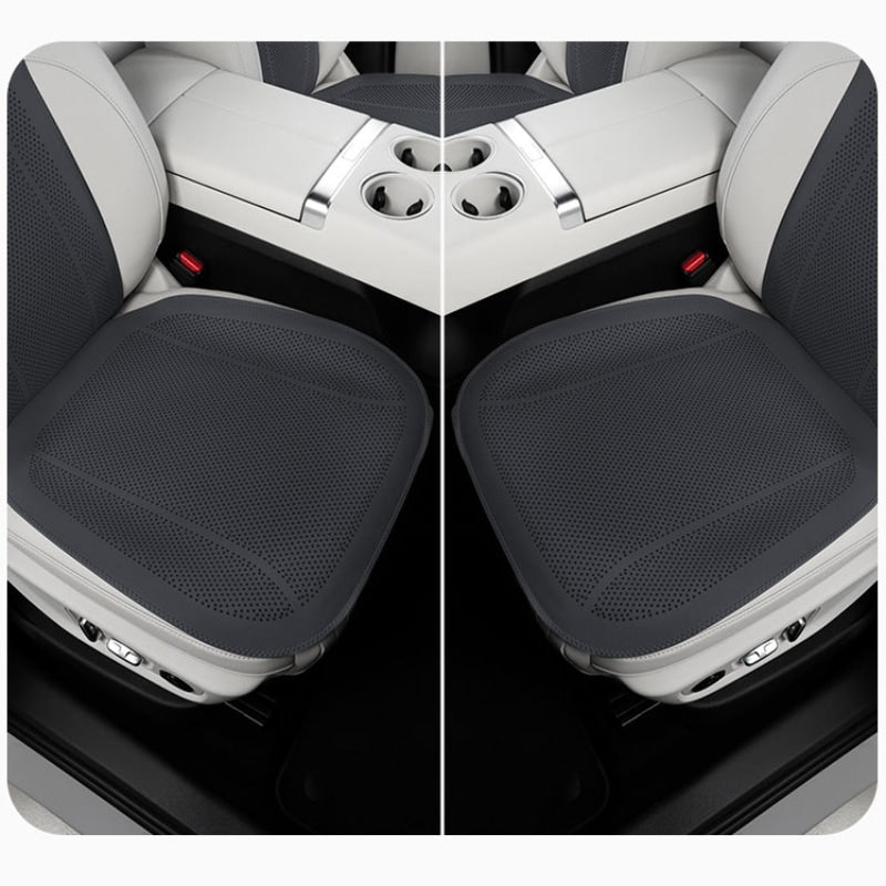 Black Nappa leather seat cushion and backrest set installed on the front seats