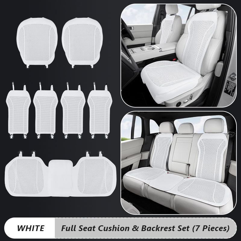 Complete white Nappa leather seat cushion and backrest set