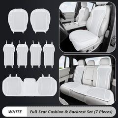 Complete white Nappa leather seat cushion and backrest set