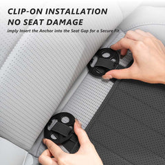 Close-up of the front seat leg support cushion installed on the seat