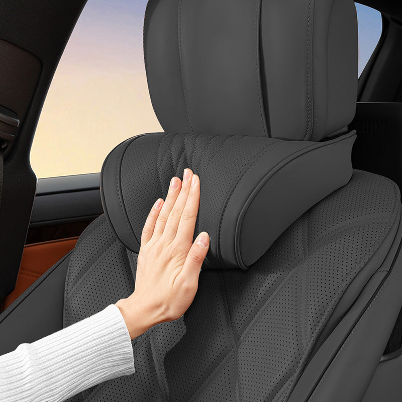Nappa leather neck support pillow reducing neck fatigue during driving