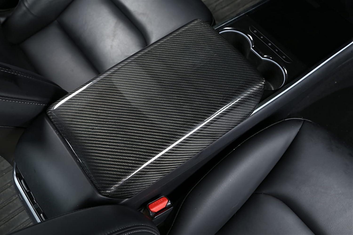 Armrest cover enhancing the centre console interior of Model 3 and Model Y