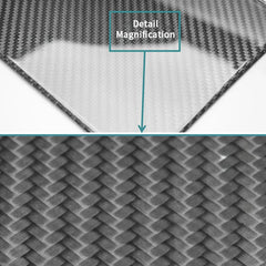 Close-up of the genuine dry carbon fibre weave on the centre console storage lid cover