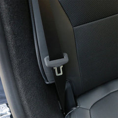 Rear seatbelt buckle cover allowing normal seatbelt operation after installation