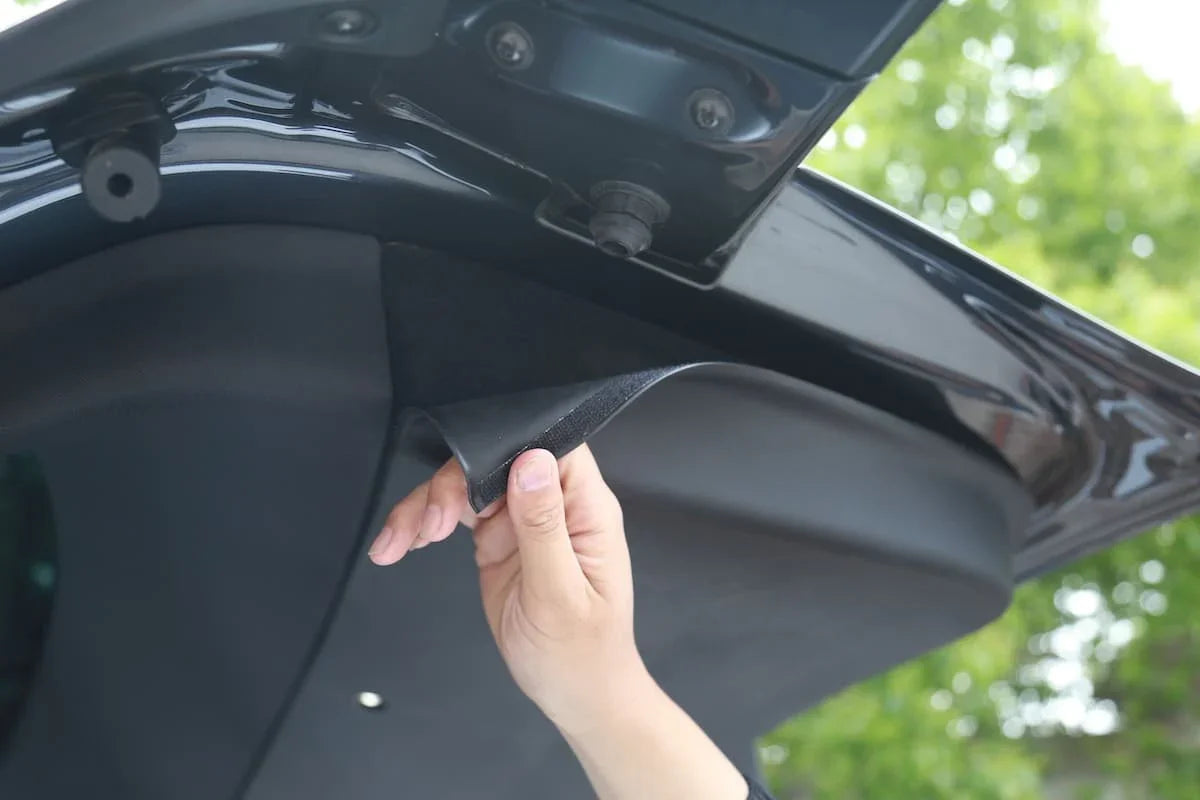Rear trunk tailgate protective liner after installation
