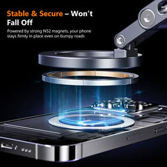 Foldable magnetic dash phone holder with a compact space-saving design