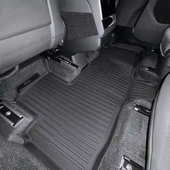 Second row all-weather floor mats installed in Tesla Model Y L (2026)
