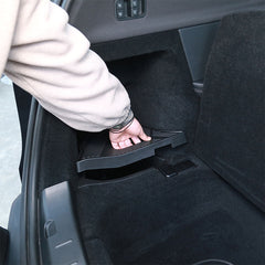Easy-access trunk storage box with lift-up lid for convenient access to stored items