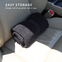 Waterproof car seat towel protector rolled up for easy storage