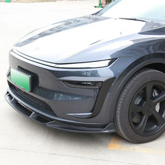 Model Y with wind deflector headlight trim installed