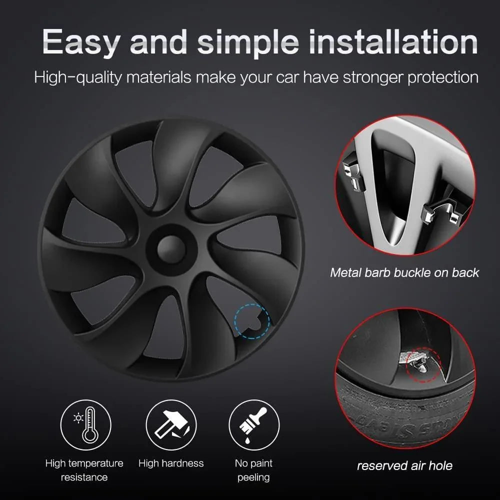 19‘’ Turbine Wheel Covers Matte Black for Model Y - TESDADDY