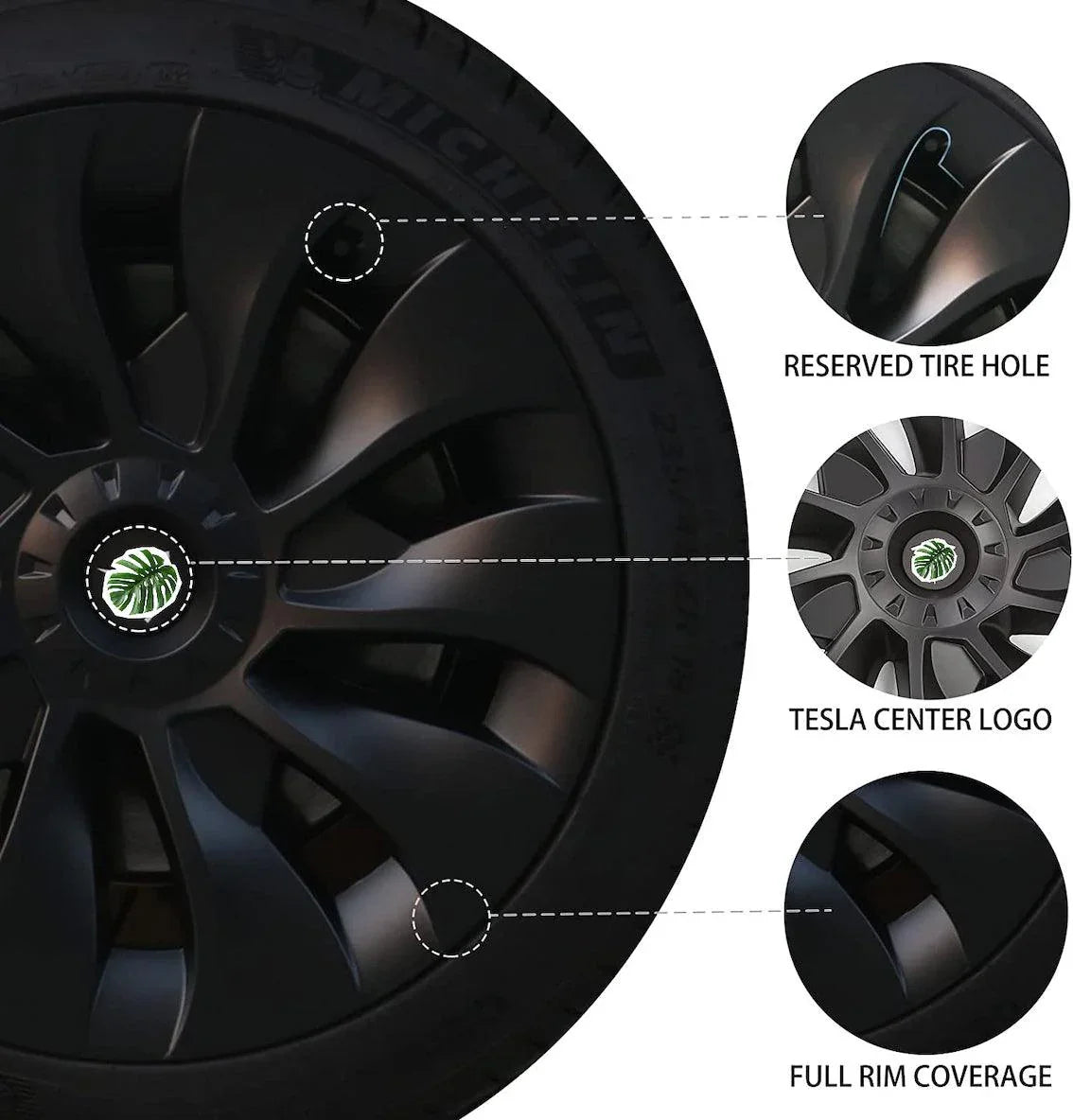 18‘’ Turbine Wheel Covers Matte Black for Model 3 - TESDADDY