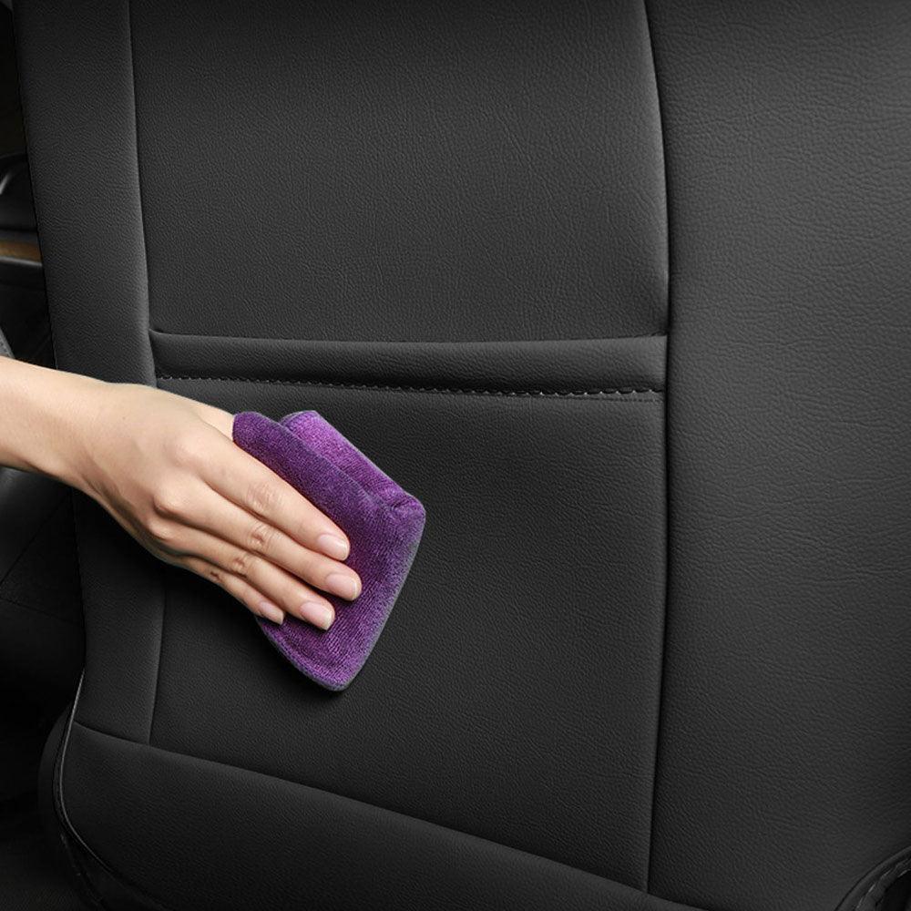 Front seat back protector with an easy-to-clean scratch-resistant surface