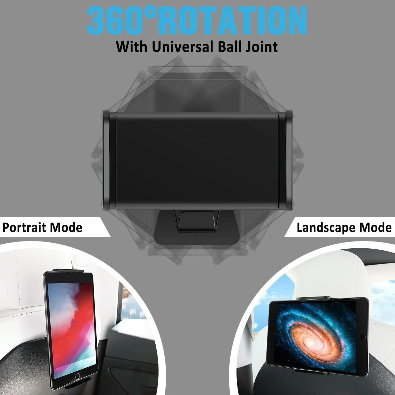 360-degree rotating tablet holder for adjustable viewing angles