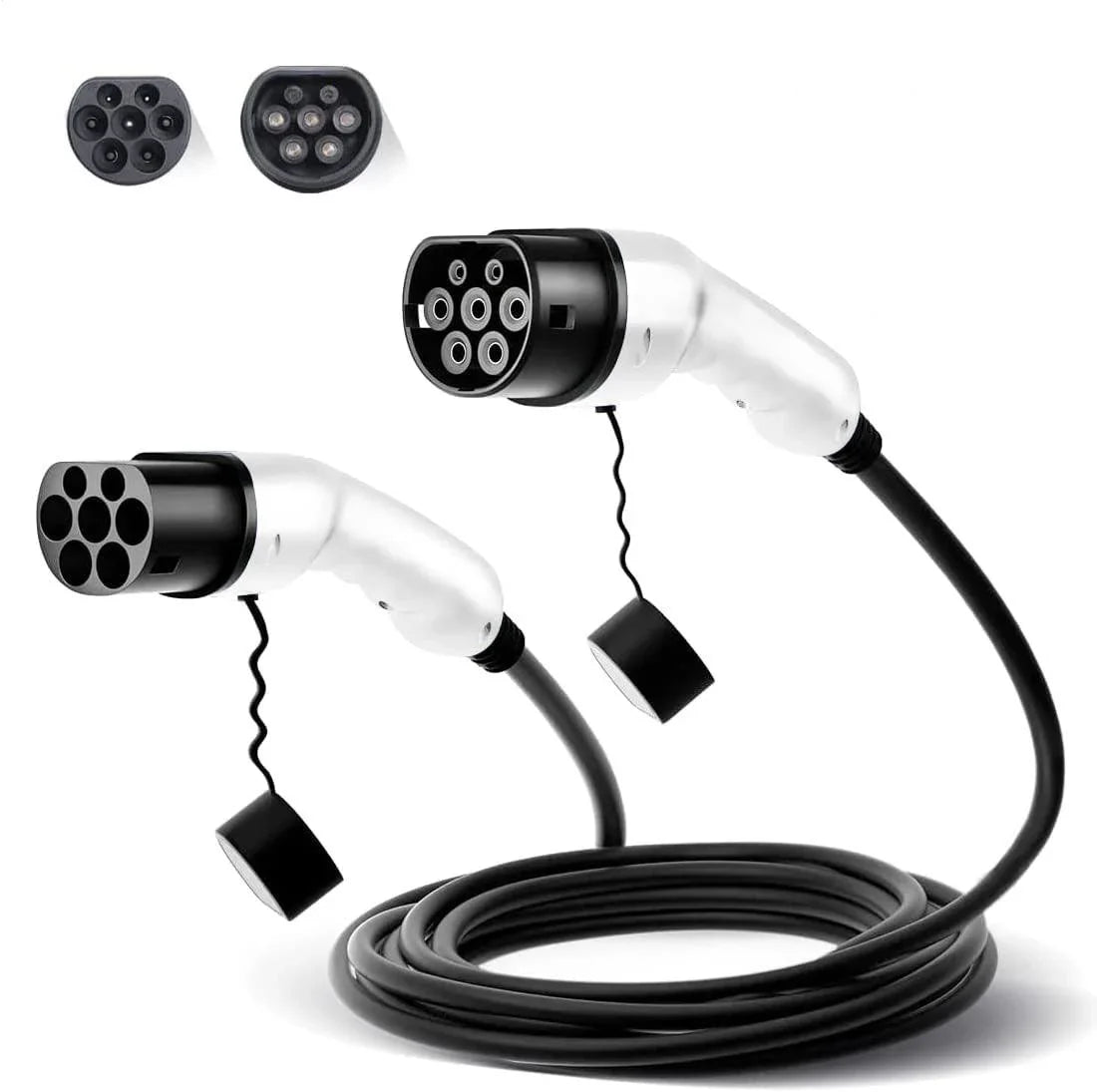 Type 2 to Type 2 EV charging cable with dual charging connectors