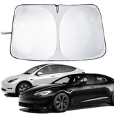 Custom-fit windscreen sunshade for Model Y with full windshield coverage