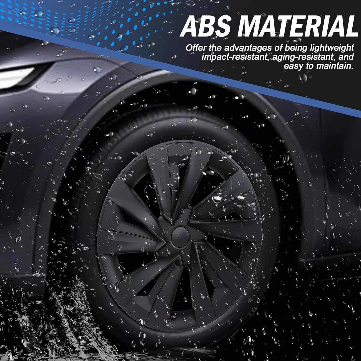 Durable ABS and PC 19-inch Matt Black Bladed wheel covers for Model Y