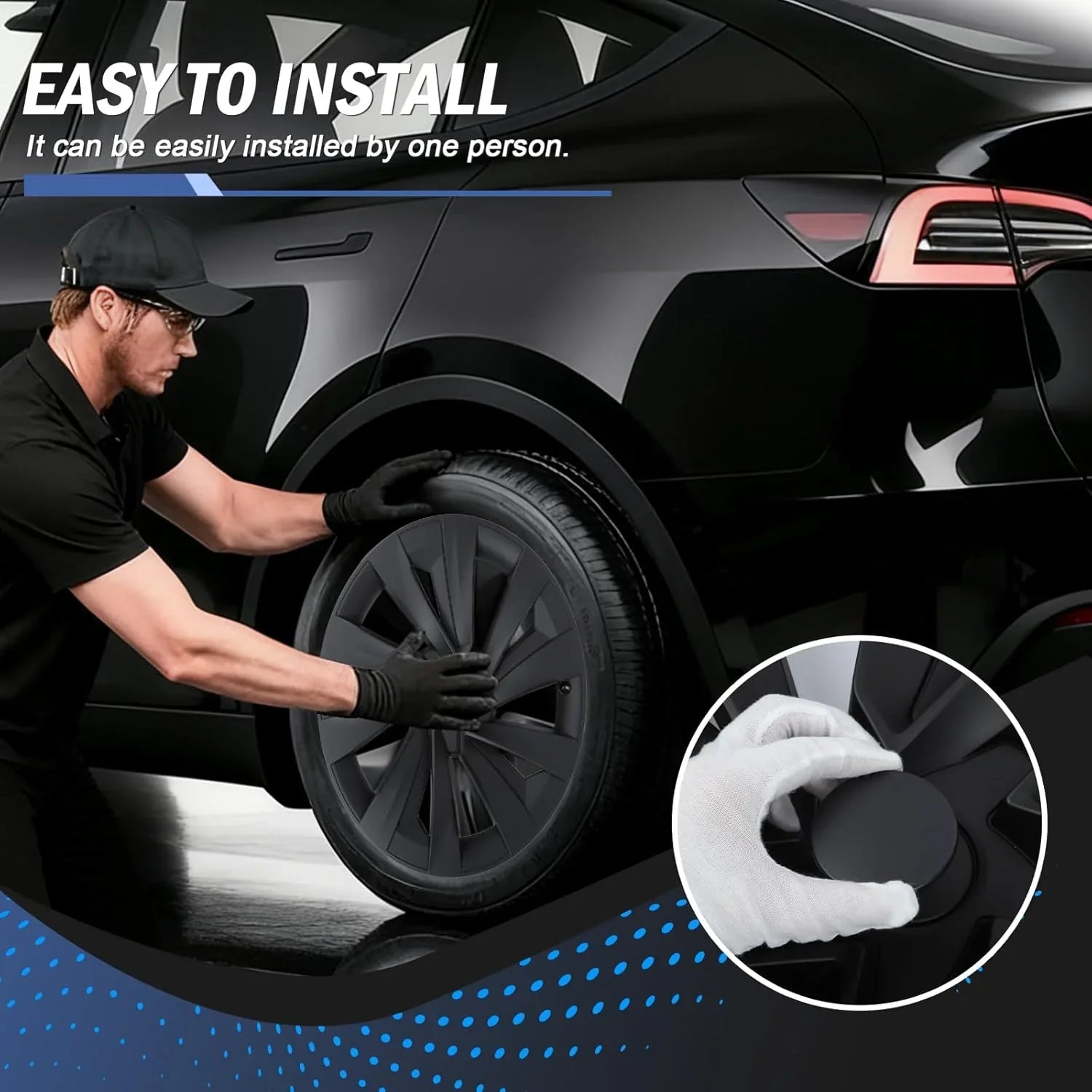 Snap-on 19-inch Matt Black Bladed wheel covers for quick and secure installation